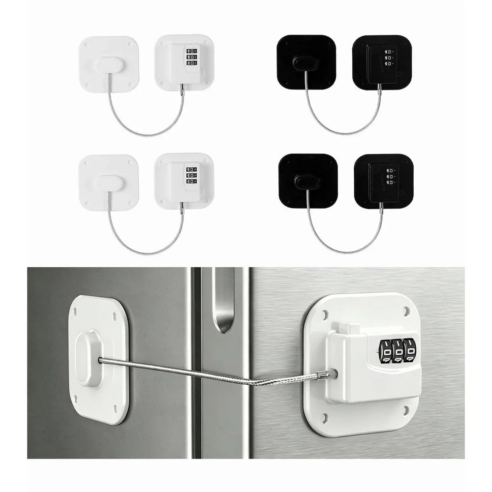 4PK Refrigerator Lock Child Safety Combination Cable Lock for Fridge & Freezer